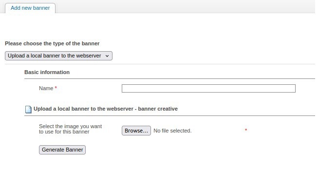 Banner Add/Edit Page with Generate Banner Button