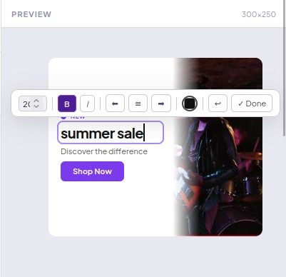Banner Customization Tools – Inline Text Editor with Font, Color and Layout Controls